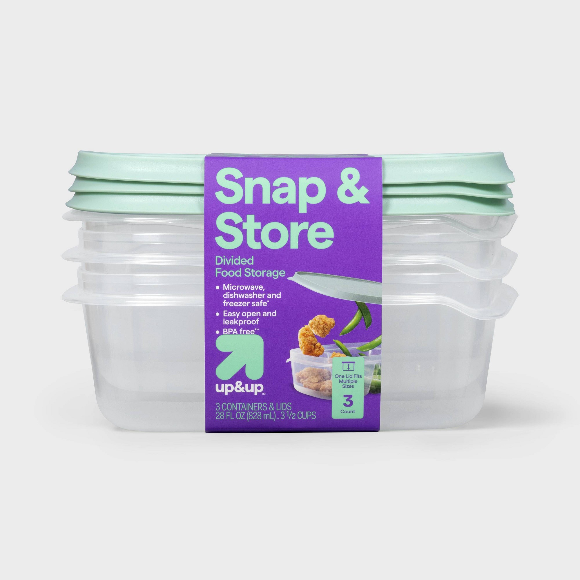 Meal Prep Lunch - 3-częściowe przezroczyste plastikowe prostokątne pojemniki na