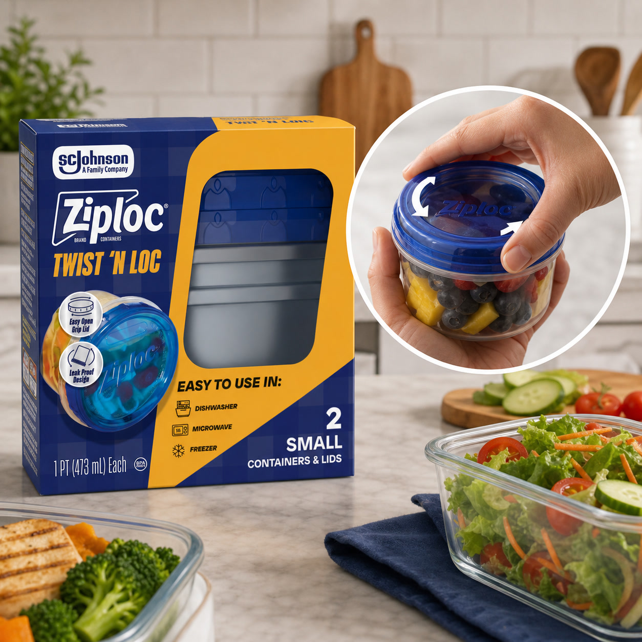 Meal Prep Lunch - 2-częściowe małe pojemniki na żywność z