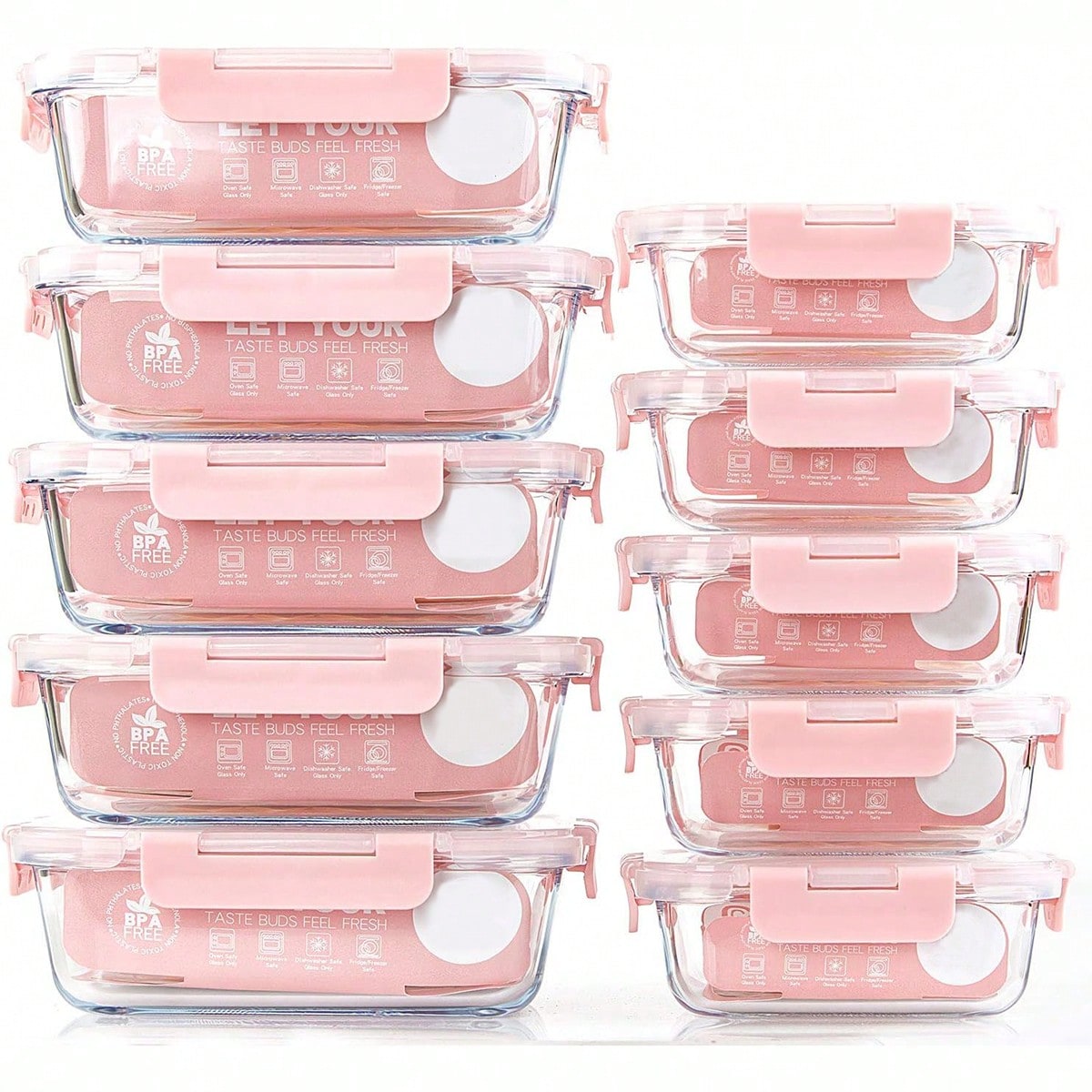 Meal Prep Recipes - 10 sztuk szklanych pojemników do przygotowywania