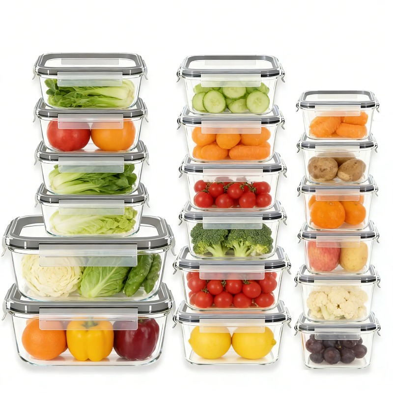 Meal Prep Kit - 18-częściowy zestaw szklanych pojemników do przechowywania